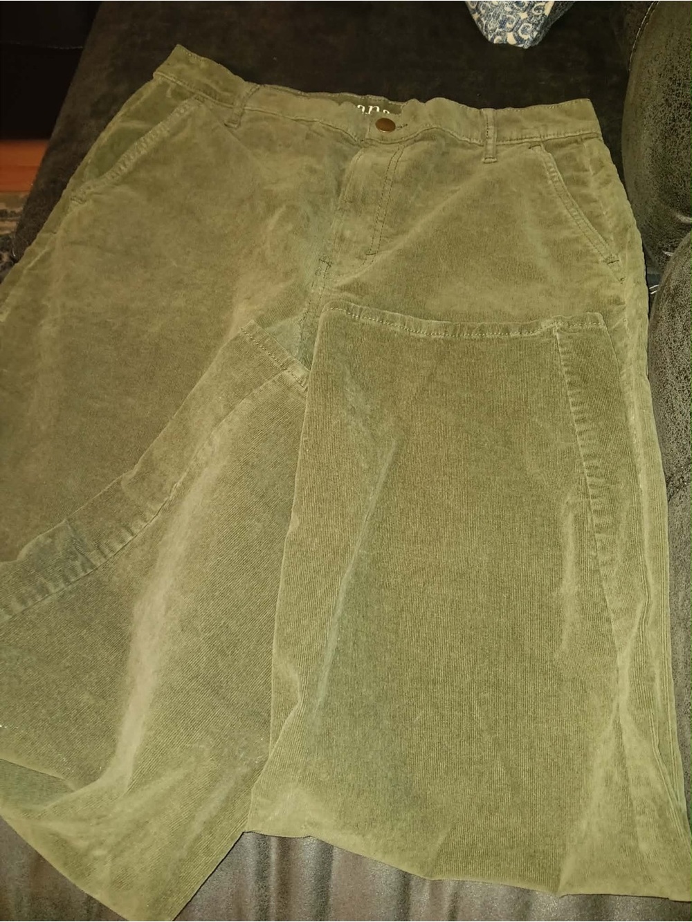 a.n.a Olive Green Corduroy Wide-Leg Jeans barrel high rise